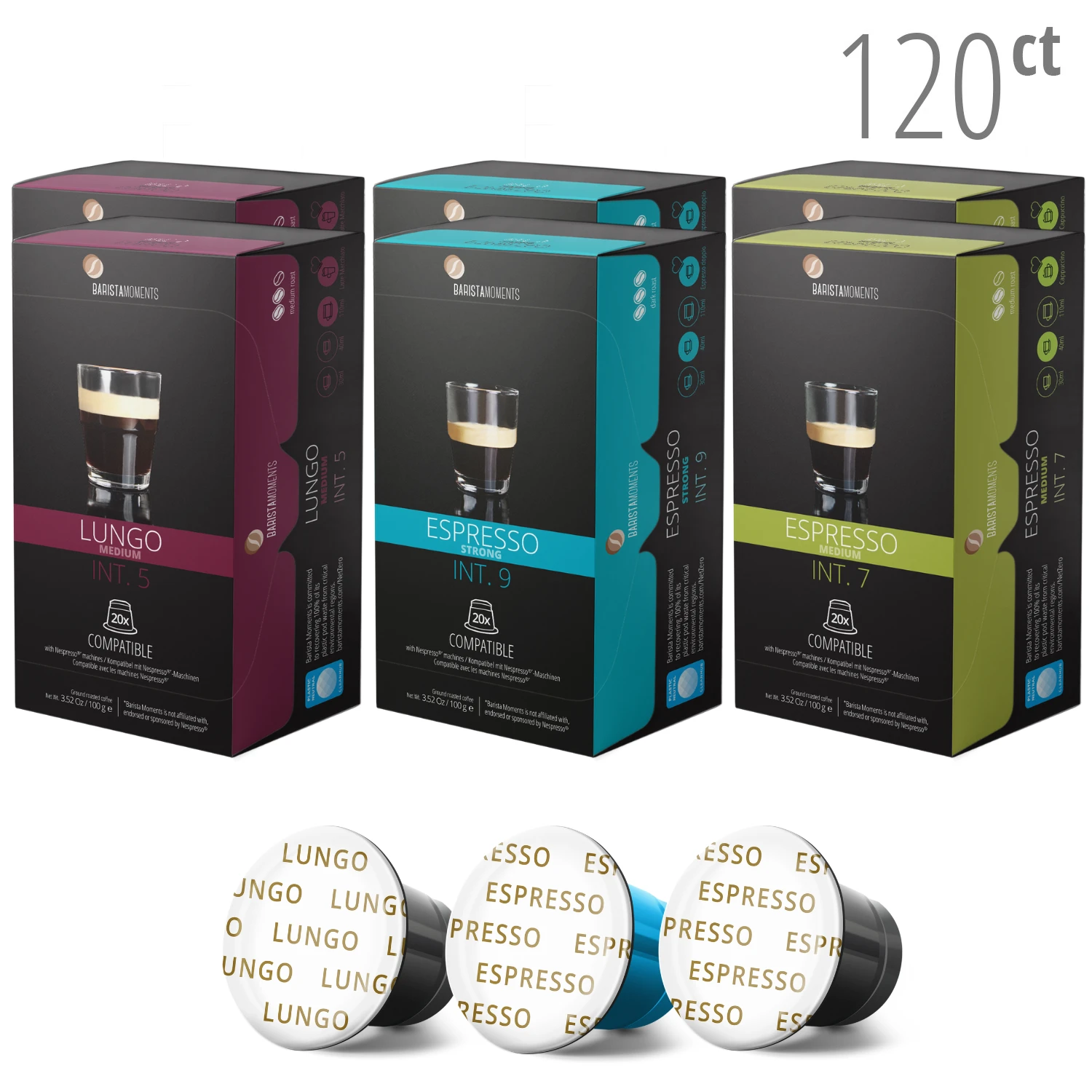 120 Ct Barista Moments Variety – $.33/pod – 3 Blends – Espresso Strong, Espresso Medium, Lungo 1 120 Ct Barista Moments Variety – $.33/pod – 3 Blends – Espresso Strong, Espresso Medium, Lungo