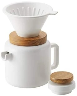 47955 Ceramic Coffee & Tea 4-Cup Pour-Over Coffee Set, Matte White