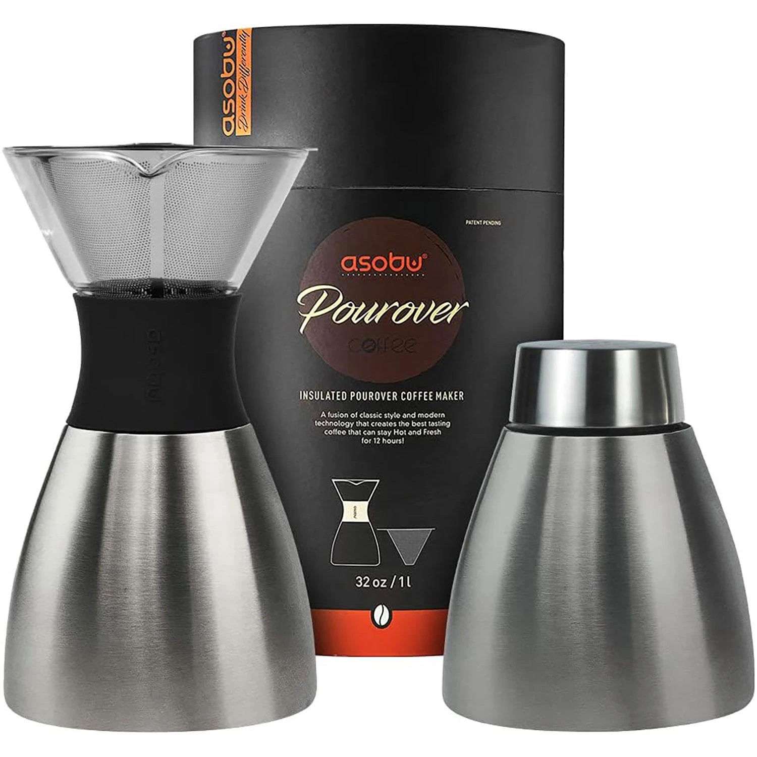 Asobu Pour Over Coffee Maker (Silver) 1 Asobu Pour Over Coffee Maker (Silver)