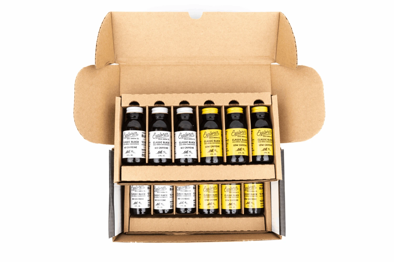 Build A Box / 12 2oz Bottles / Makes 12-16 Cups – Caf-Sensitive Pack (6 No Caf / 6 Low Caf) 1 Build A Box / 12 2oz Bottles / Makes 12-16 Cups – Caf-Sensitive Pack (6 No Caf / 6 Low Caf)