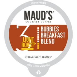 Maud’s Breakfast Blend Light Roast Coffee Pods (Bubbies Breakfast Blend) – 24ct