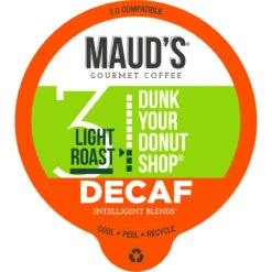 Maud’s Decaf Donut Shop Light Roast Coffee Pods – 100ct
