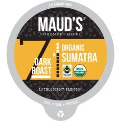 Maud’s Organic Single-Origin Fair-Trade Sumatra Dark Roast Coffee Pods