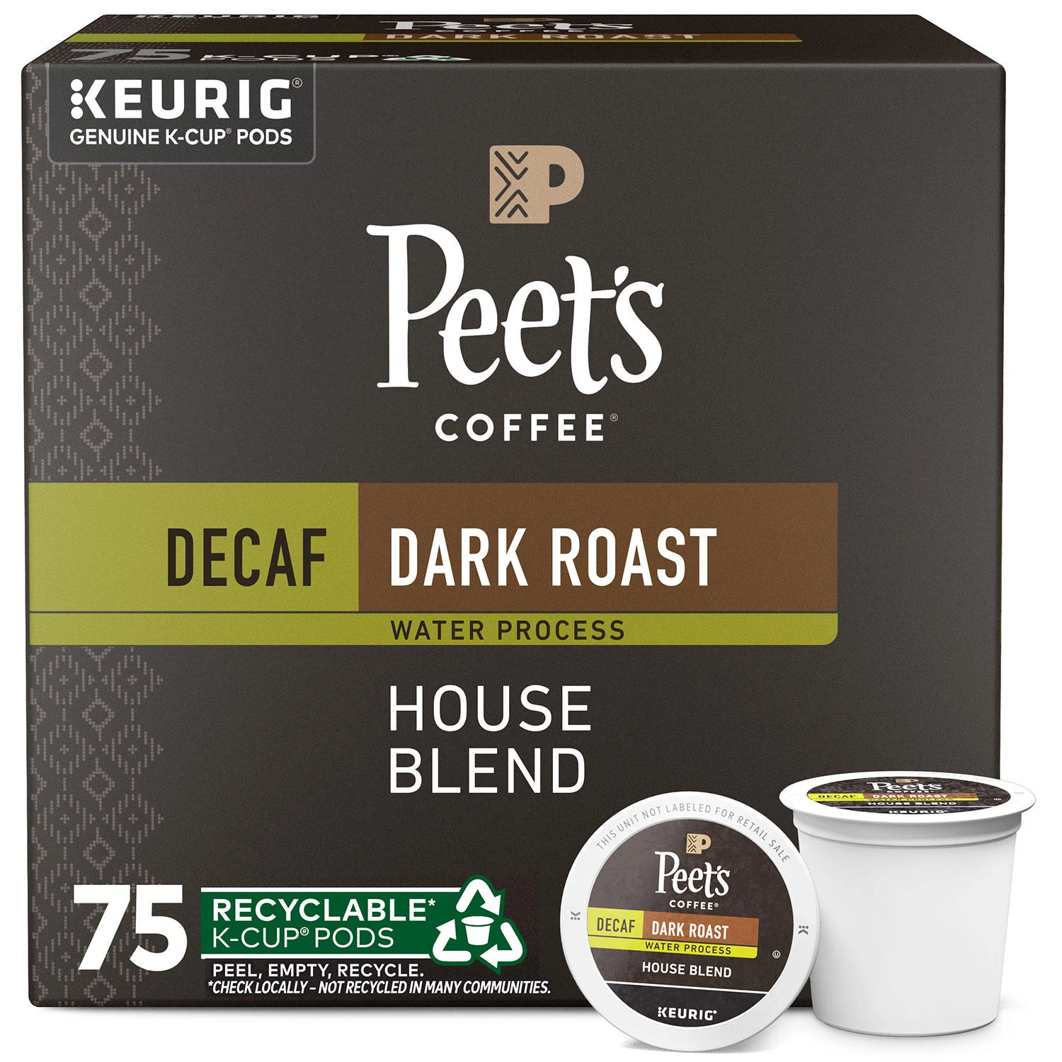 Peet’s Coffee K-Cups, Decaf House Blend (75 Ct.) 1 Peet’s Coffee K-Cups, Decaf House Blend (75 Ct.)