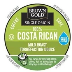 Brown Gold Costa Rican Coffee Light Roast Coffee Real Cups 24ct