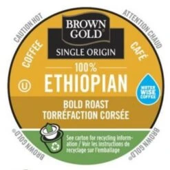 Brown Gold Ethiopian Coffee Dark Roast Coffee Real Cups 24ct