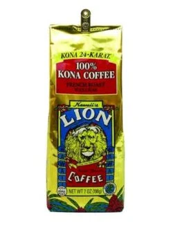 Lion Coffee Kona French Roast Whole Bean Dark Roast Coffee 7oz