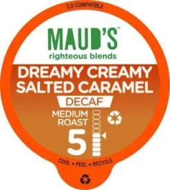 Maud’s Righteous Blends Decaf Salted Caramel Medium Roast Recyclable Coffee Pods 100ct