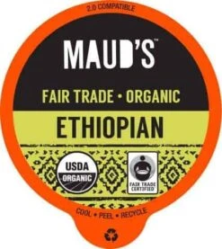 Maud’s Righteous Blends Organic Ethiopian Dark Roast Recyclable Coffee Pods 96ct