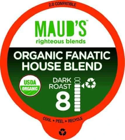 Maud’s Righteous Blends Organic Fanatic House Blend Dark Roast Recyclable Coffee Pods 100ct 1 Maud’s Righteous Blends Organic Fanatic House Blend Dark Roast Recyclable Coffee Pods 100ct