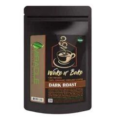 Miracle Organic CBD Coffee Wake And Bake Blend Dark Roast 8 Oz