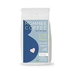 Mommee Coffee Half Calf Organic Whole Medium Roast Coffee 12oz