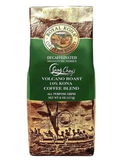 Royal Kona Decaf Sam Choy Whole Bean Medium Dark Roast Coffee 8oz